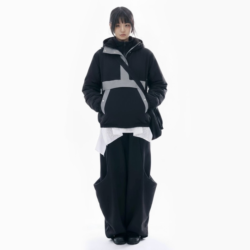 NWT Black Reflective Windbreaker Jacket